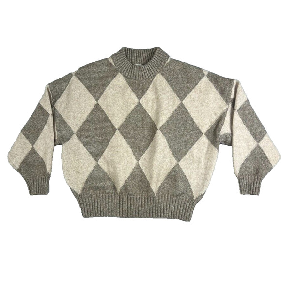 Pringle & H&M Collab Sweater Womens Large Crew Neck Argyle Chunky Wool Blend - Picture 1 of 8